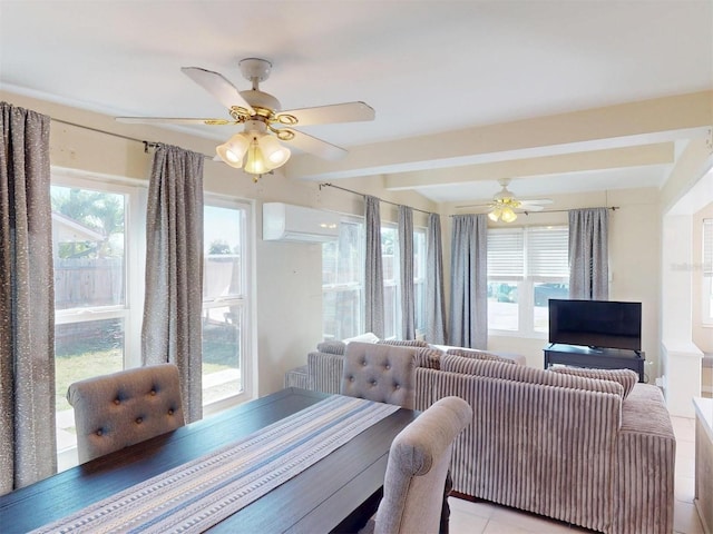 21456 Holdern Ave, Port Charlotte, FL 33952 - dining area featuring ceiling fan and an AC wall unit