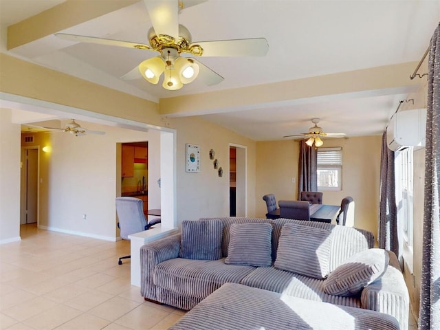 21456 Holdern Ave, Port Charlotte, FL 33952 - tiled living room with ceiling fan and a wall unit AC