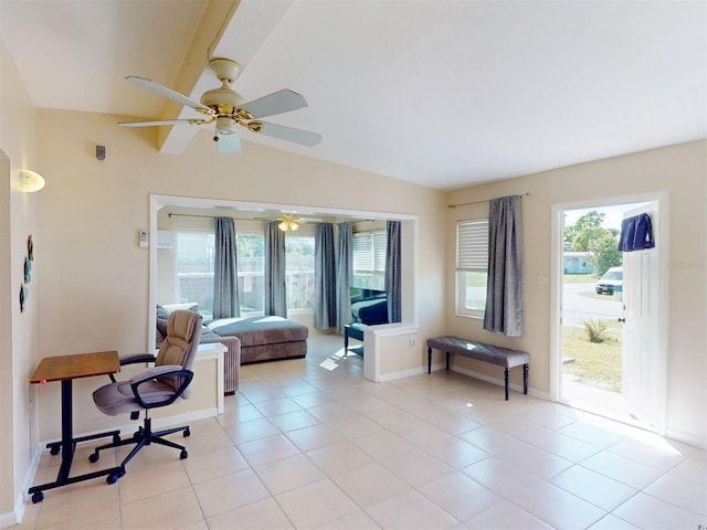 21456 Holdern Ave, Port Charlotte, FL 33952 - interior space featuring vaulted ceiling and ceiling fan