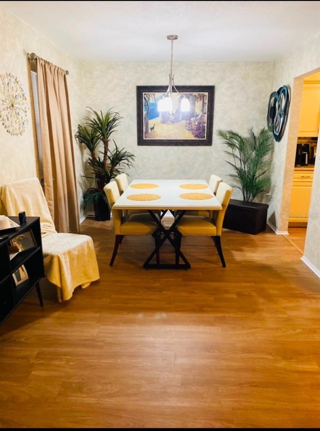 dining space featuring wood finished floors