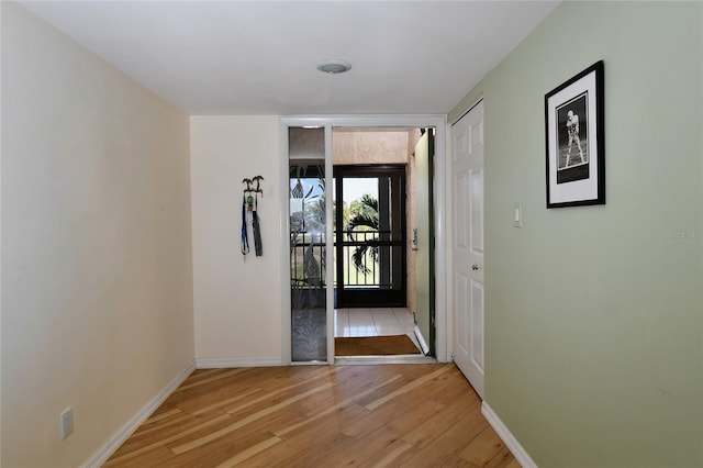 doorway featuring light wood-type flooring