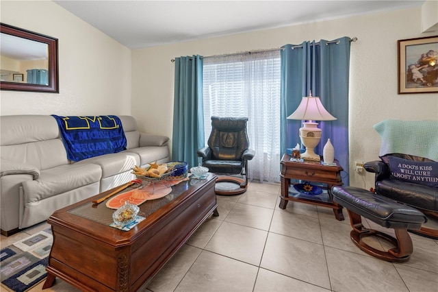 view of tiled living area