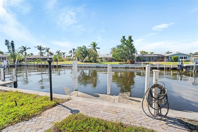 dock area featuring a water view