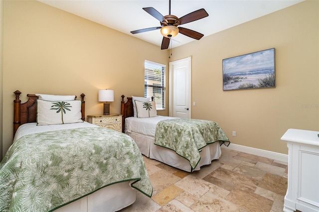 bedroom featuring ceiling fan