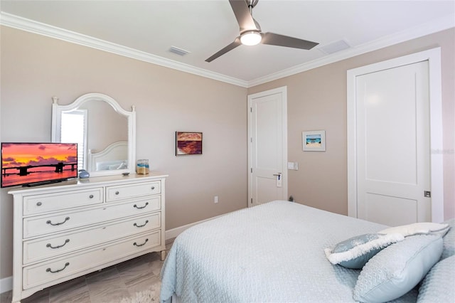 17122 Barcrest Ln, Punta Gorda, FL 33955 - bedroom featuring crown molding and ceiling fan