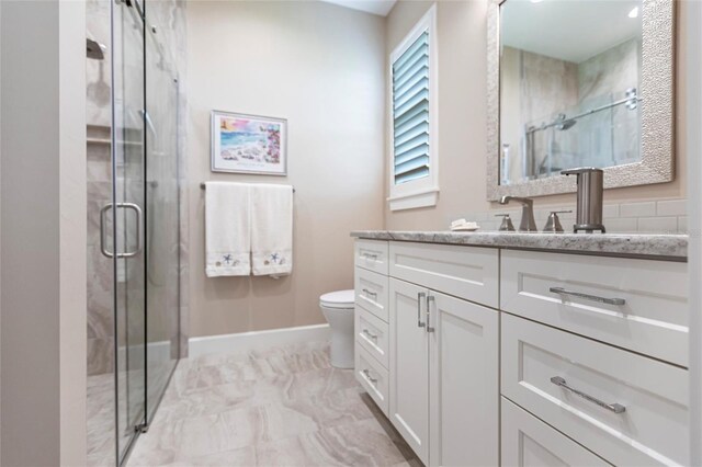 17122 Barcrest Ln, Punta Gorda, FL 33955 - full bathroom featuring vanity, marble finish flooring, and a shower stall