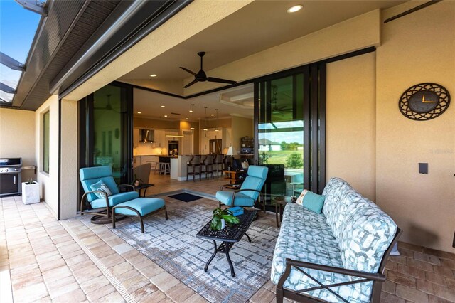 17122 Barcrest Ln, Punta Gorda, FL 33955 - view of patio / terrace featuring an outdoor living space and ceiling fan