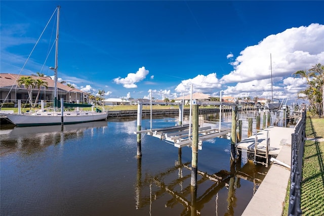 view of dock featuring a water view