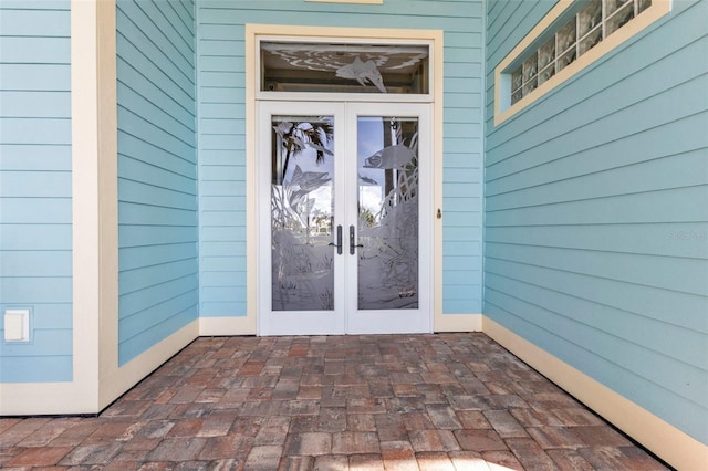 property entrance with french doors