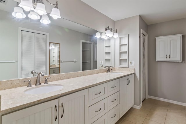 bathroom featuring vanity and tile patterned floors