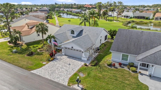 bird's eye view featuring a water view