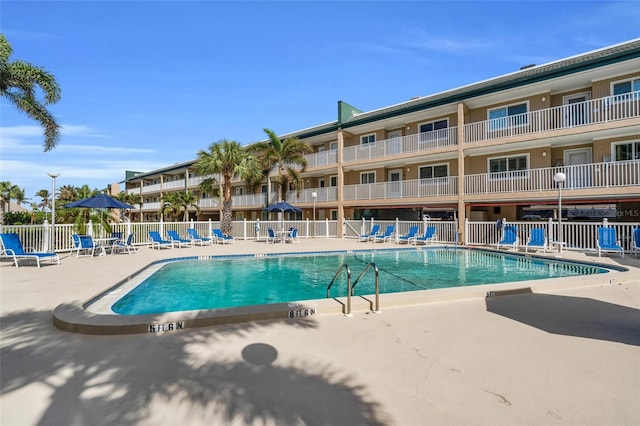 view of pool featuring a patio area