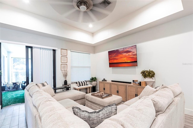 2709 Magdalina Dr Unit 101 102B, Punta Gorda, FL 33950 - living area featuring a ceiling fan, visible vents, and recessed lighting