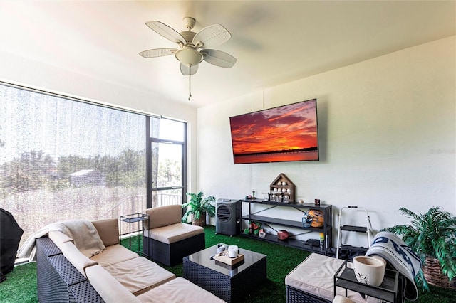 2709 Magdalina Dr Unit 101 102B, Punta Gorda, FL 33950 - carpeted living area featuring ceiling fan