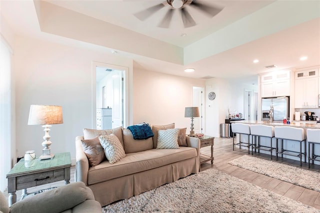 2709 Magdalina Dr Unit 101 102B, Punta Gorda, FL 33950 - living area with ceiling fan, recessed lighting, and light wood-style floors