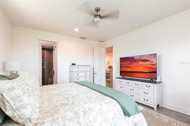 2709 Magdalina Dr Unit 101 102B, Punta Gorda, FL 33950 - bedroom featuring ceiling fan, visible vents, recessed lighting, light wood finished floors, and baseboards