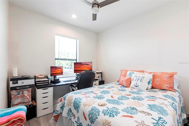 2709 Magdalina Dr Unit 101 102B, Punta Gorda, FL 33950 - bedroom featuring light wood-style flooring, a ceiling fan, and recessed lighting