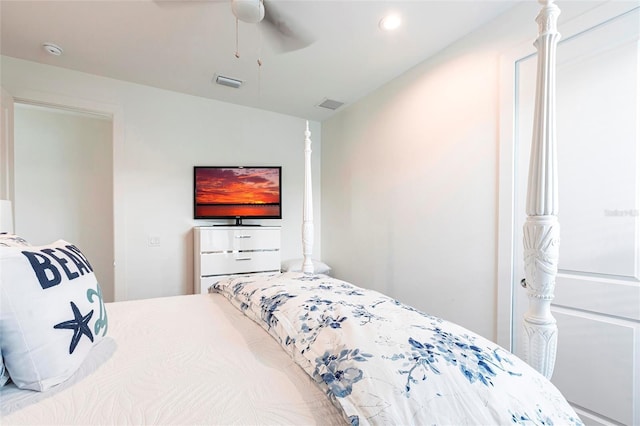 2709 Magdalina Dr Unit 101 102B, Punta Gorda, FL 33950 - bedroom featuring ceiling fan, visible vents, and recessed lighting