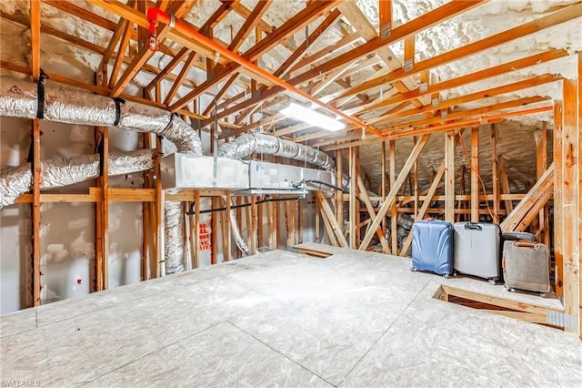 view of unfinished attic