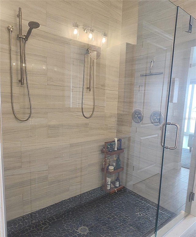 bathroom featuring a stall shower