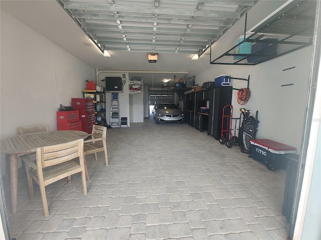 garage with a garage door opener
