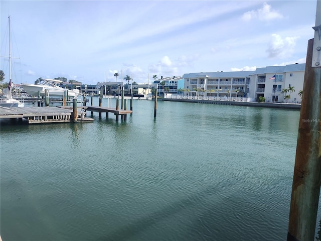 dock area featuring a water view