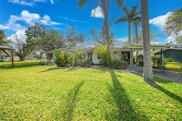 view of yard featuring a carport