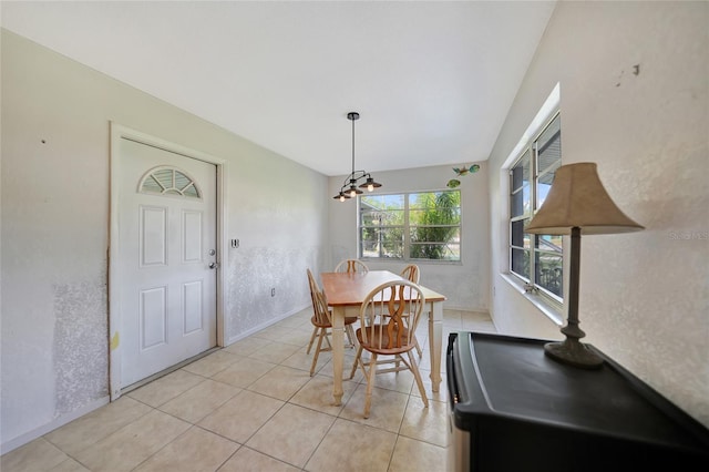 dining space with light tile patterned floors