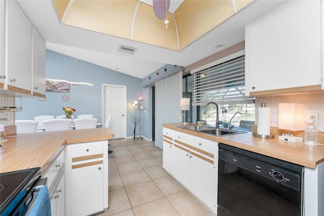 349 Grenada St, Port Charlotte, FL 33948 - kitchen featuring white cabinetry, black dishwasher, electric stove, and sink