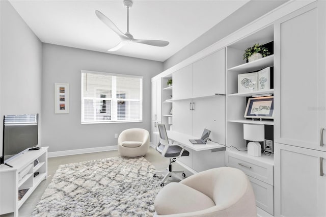 home office with ceiling fan