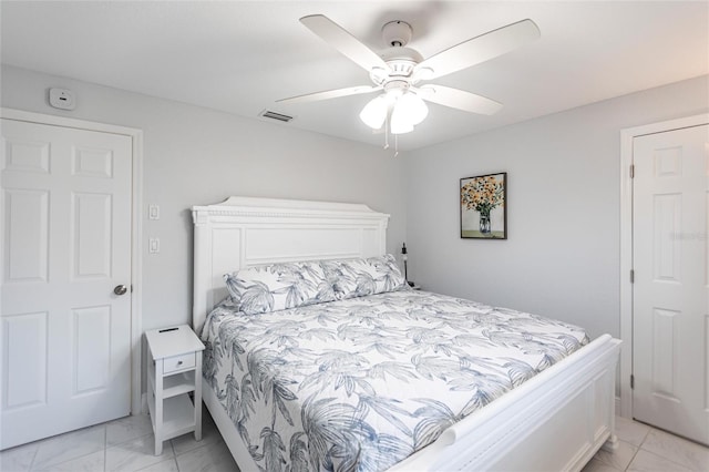 bedroom featuring ceiling fan