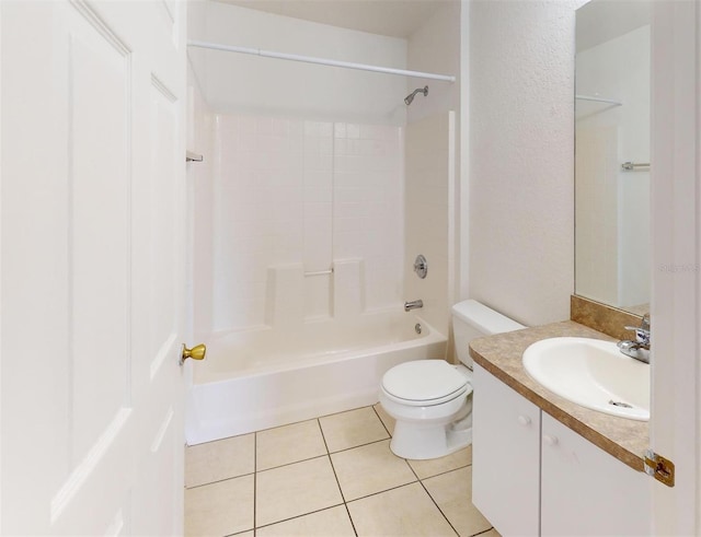 full bathroom featuring vanity, toilet, shower / washtub combination, and tile patterned flooring