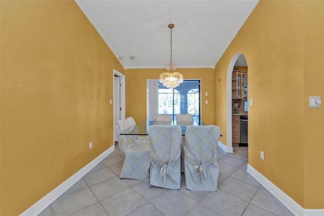 295 Porto Alegre St, Punta Gorda, FL 33983 - dining area featuring a notable chandelier, light tile patterned floors, and ornamental molding