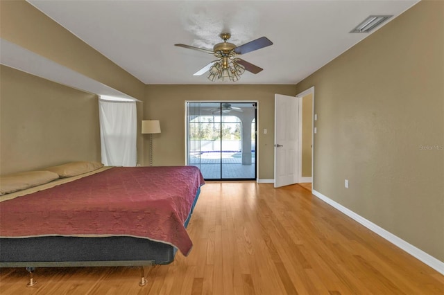 295 Porto Alegre St, Punta Gorda, FL 33983 - unfurnished bedroom with ceiling fan, light wood-type flooring, and access to outside