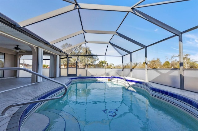 295 Porto Alegre St, Punta Gorda, FL 33983 - view of pool featuring a lanai, ceiling fan, and a patio area