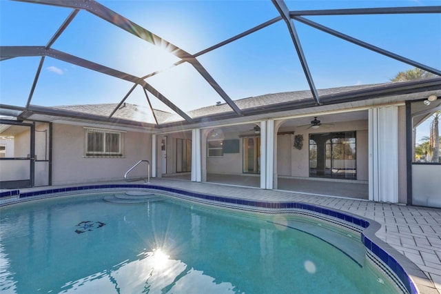 295 Porto Alegre St, Punta Gorda, FL 33983 - view of swimming pool with ceiling fan, a patio, and glass enclosure