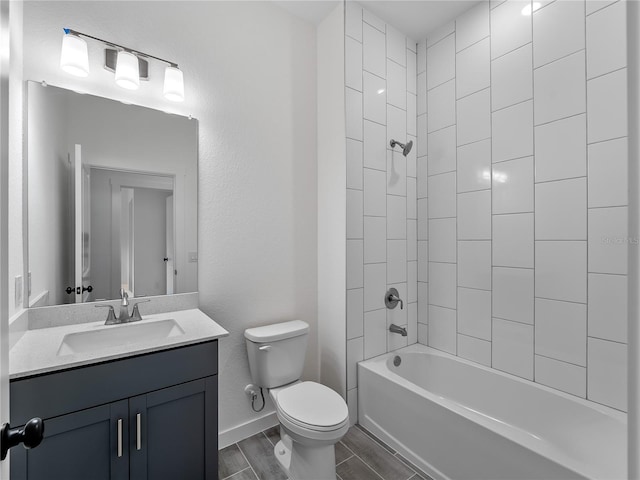 1818 New London St, North Port, FL 34288 - bathroom featuring vanity, shower / bathtub combination, and wood finished floors