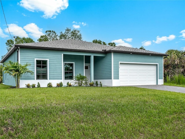 1818 New London St, North Port, FL 34288 - view of front of home with a garage, a front yard, and driveway