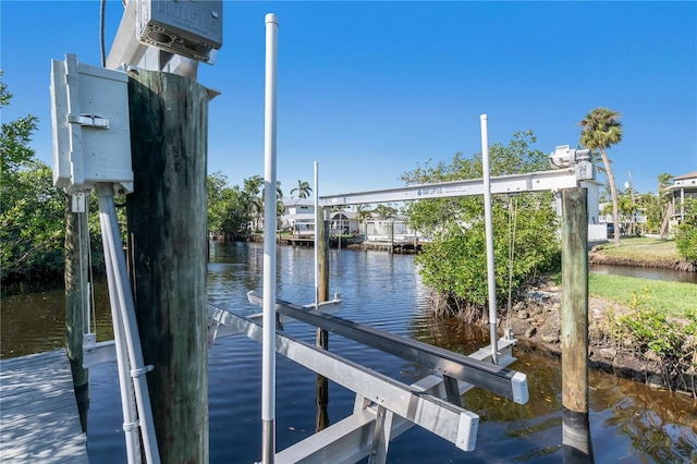view of dock featuring a water view