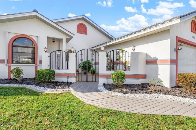 entrance to property with a garage