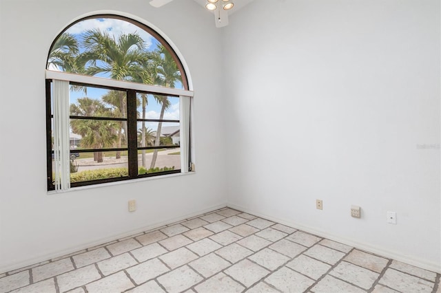 spare room featuring ceiling fan