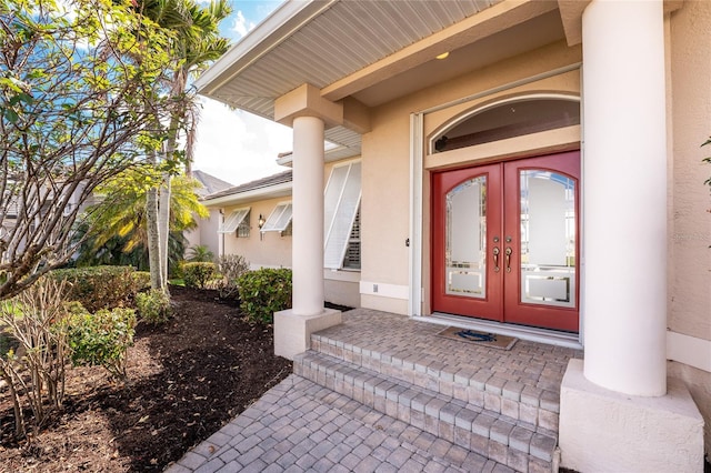 property entrance with french doors