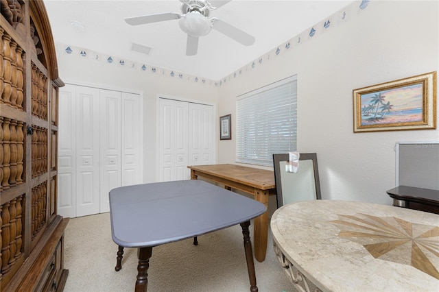 office area featuring ceiling fan