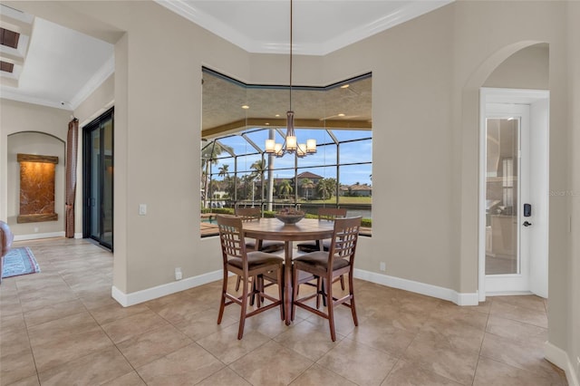 3321 Tripoli Blvd, Punta Gorda, FL 33950 - dining area featuring light tile patterned floors and crown molding