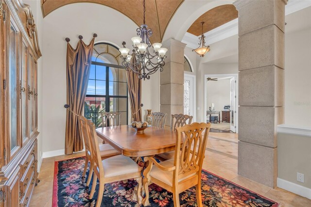 3321 Tripoli Blvd, Punta Gorda, FL 33950 - dining space with a notable chandelier and vaulted ceiling