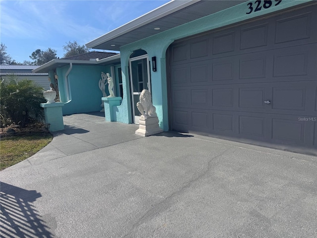 exterior space featuring a garage