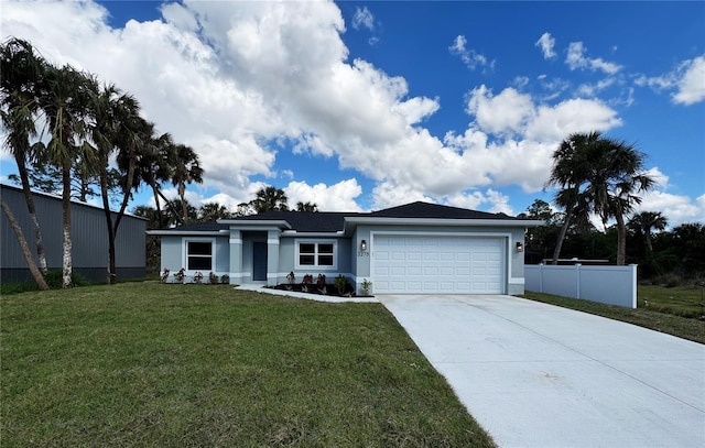 view of front of home with a garage and a front yard