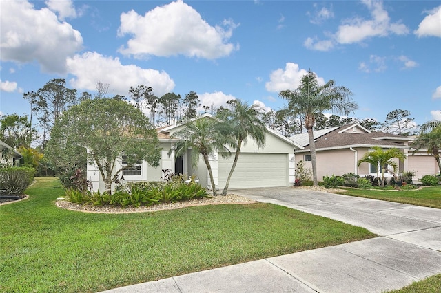 view of front of home with a garage and a front yard