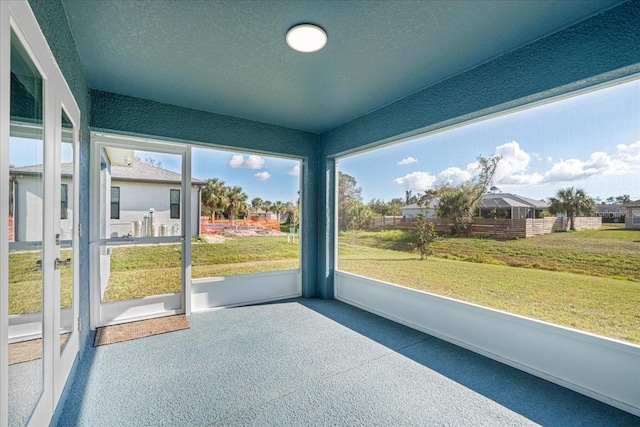 view of unfurnished sunroom