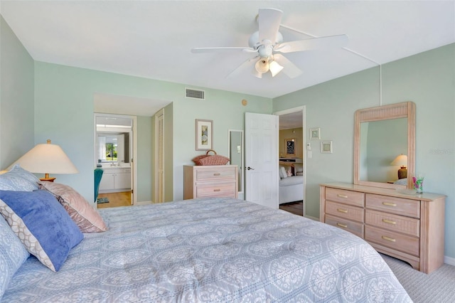 bedroom featuring ceiling fan